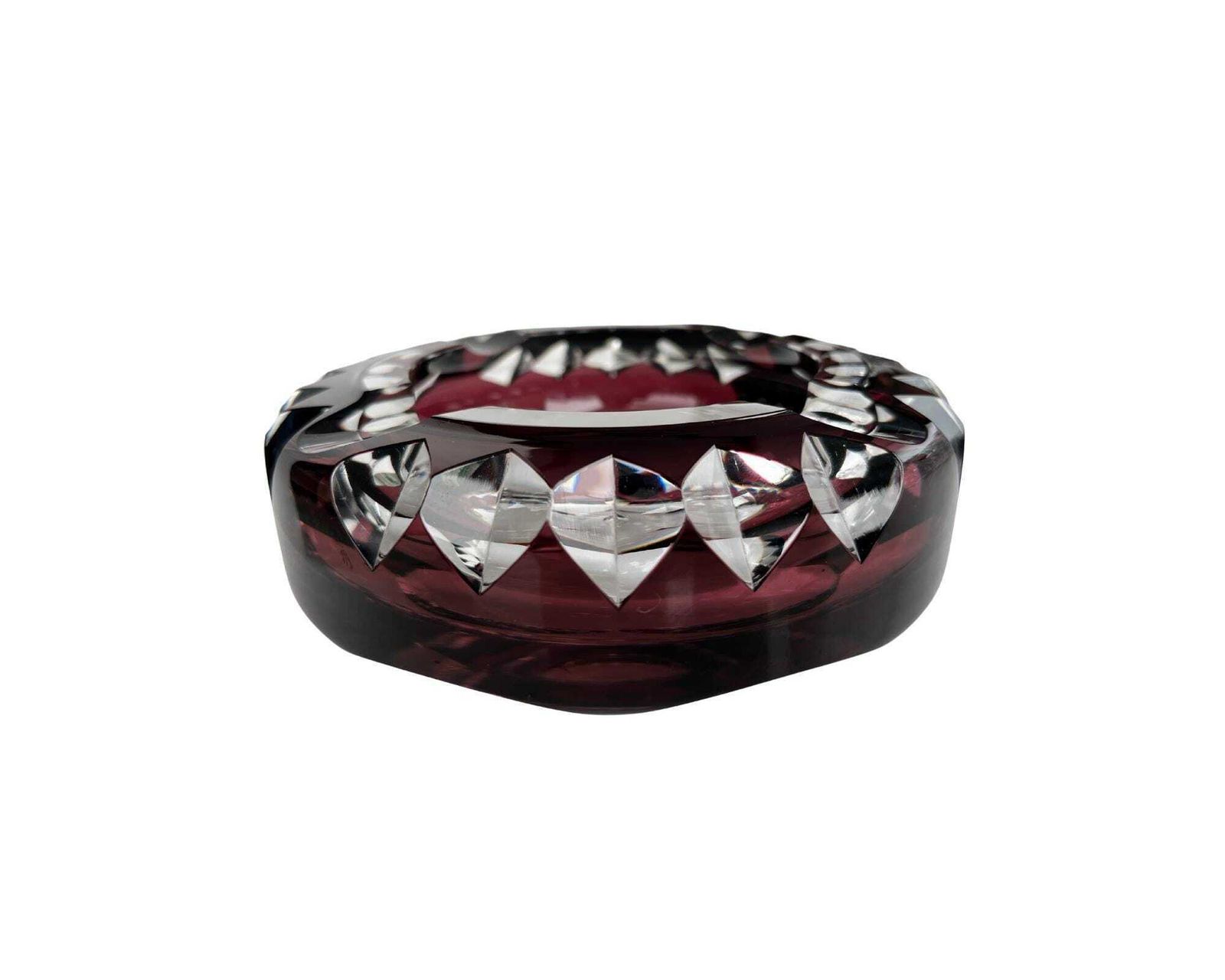 Geslepen Kristallen Asbak Amethist | Val Saint Lambert photo Woonaccessoires