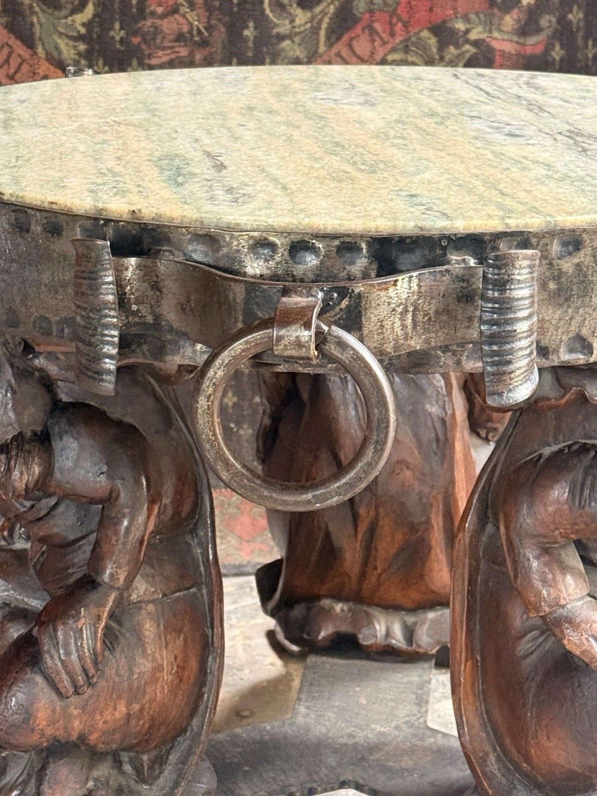 photo vintage Antique Marble Jean Maurice Rothschild Neo Classical Round Side Coffee Table