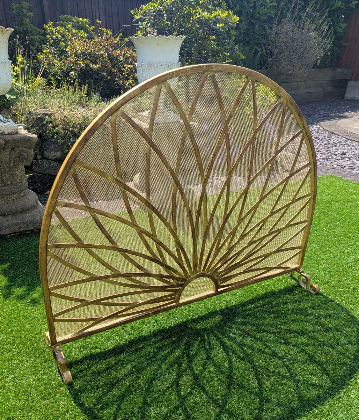 photo furniture Decorative Brass Mid Century Art Nouveau Style Fire Screen Delivery Available 0132.