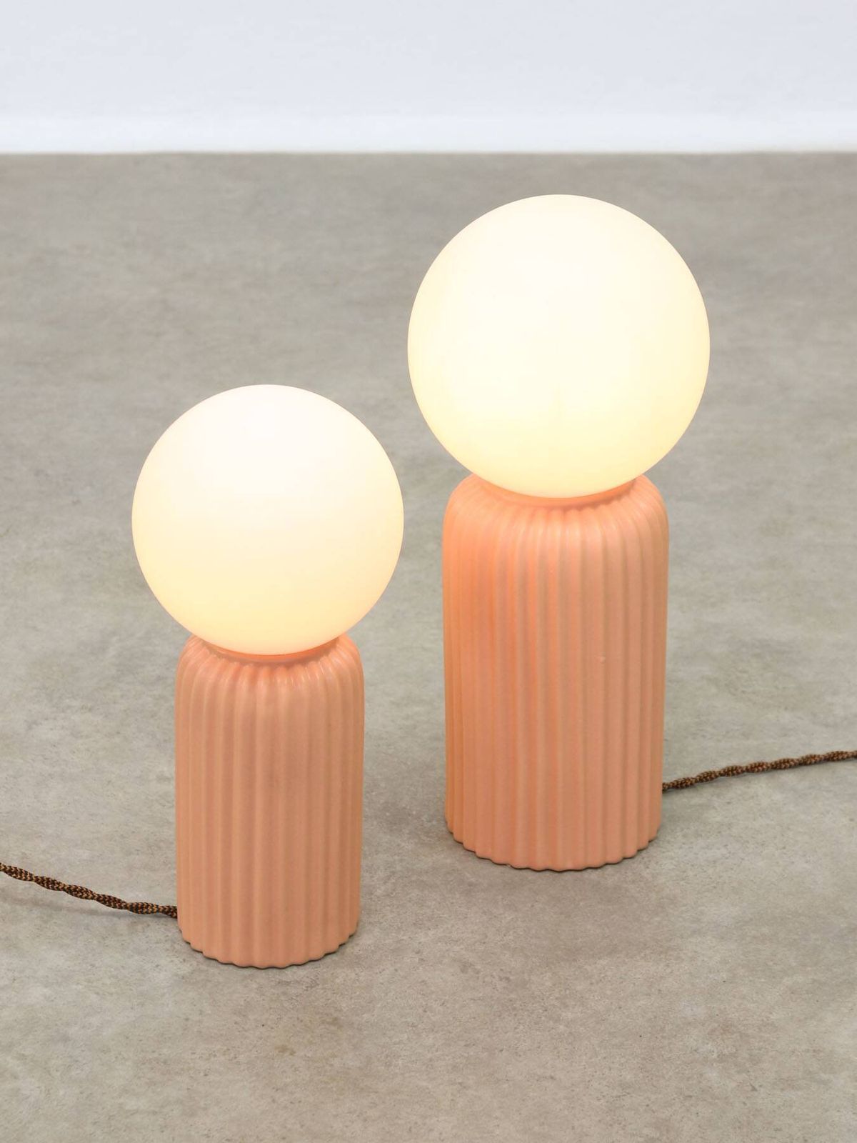 Vintage Italian Ceramic Table Lamps In Salmon Ceramic And Opaline, Set Of 2 photo furniture
