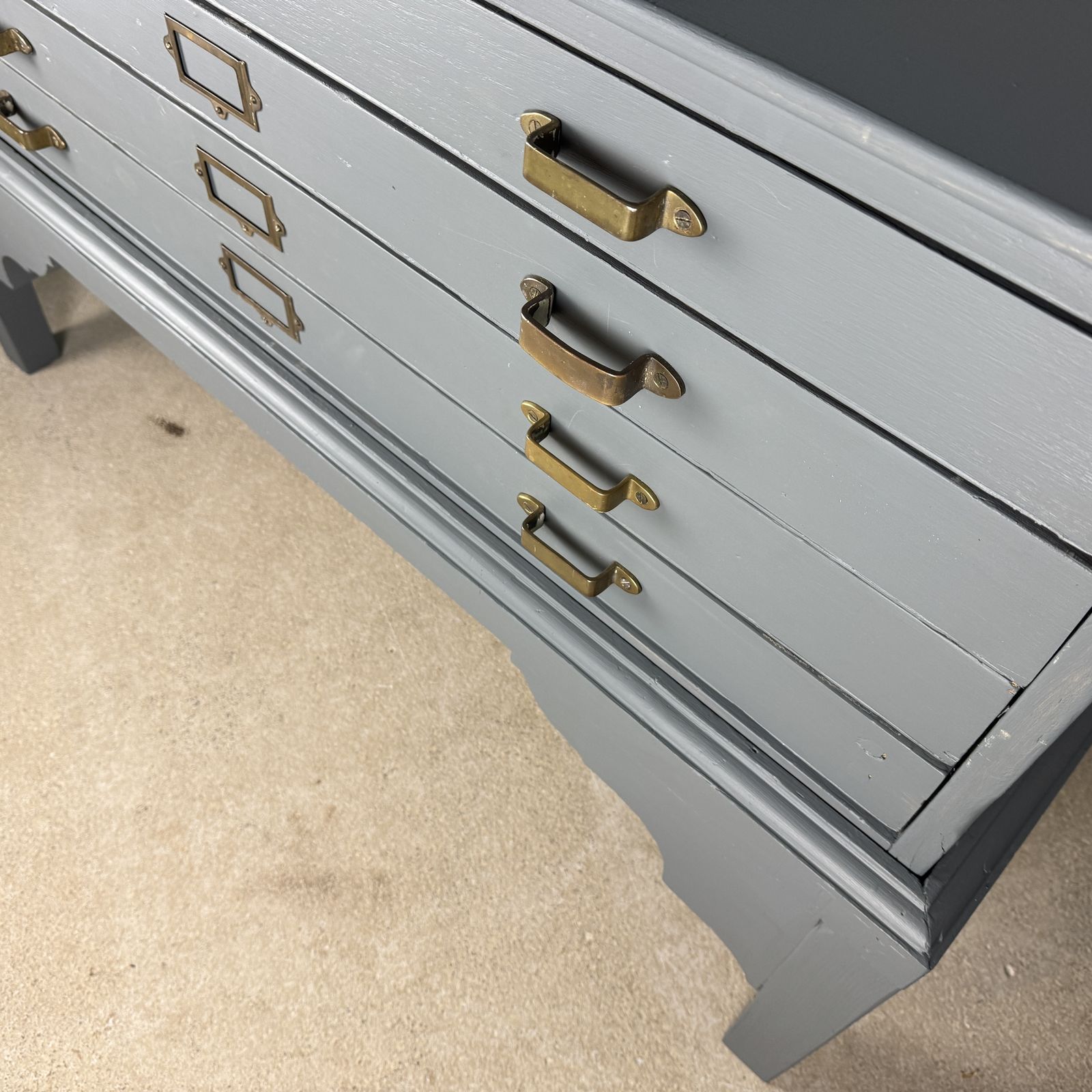 Large Painted Antique 4 Drawer Plan Chest On Stand With Later Top photo buy