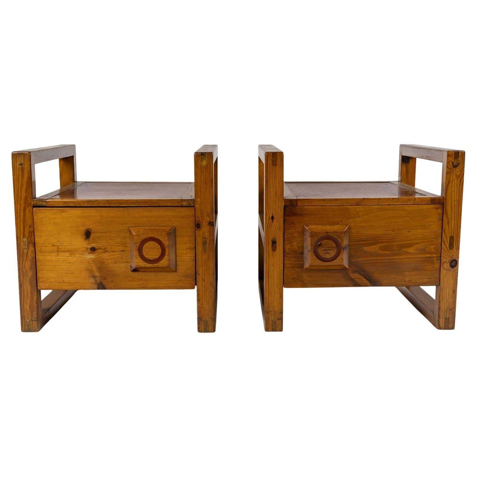 Pair Of Wooden Bedside Tables From The 1960s.