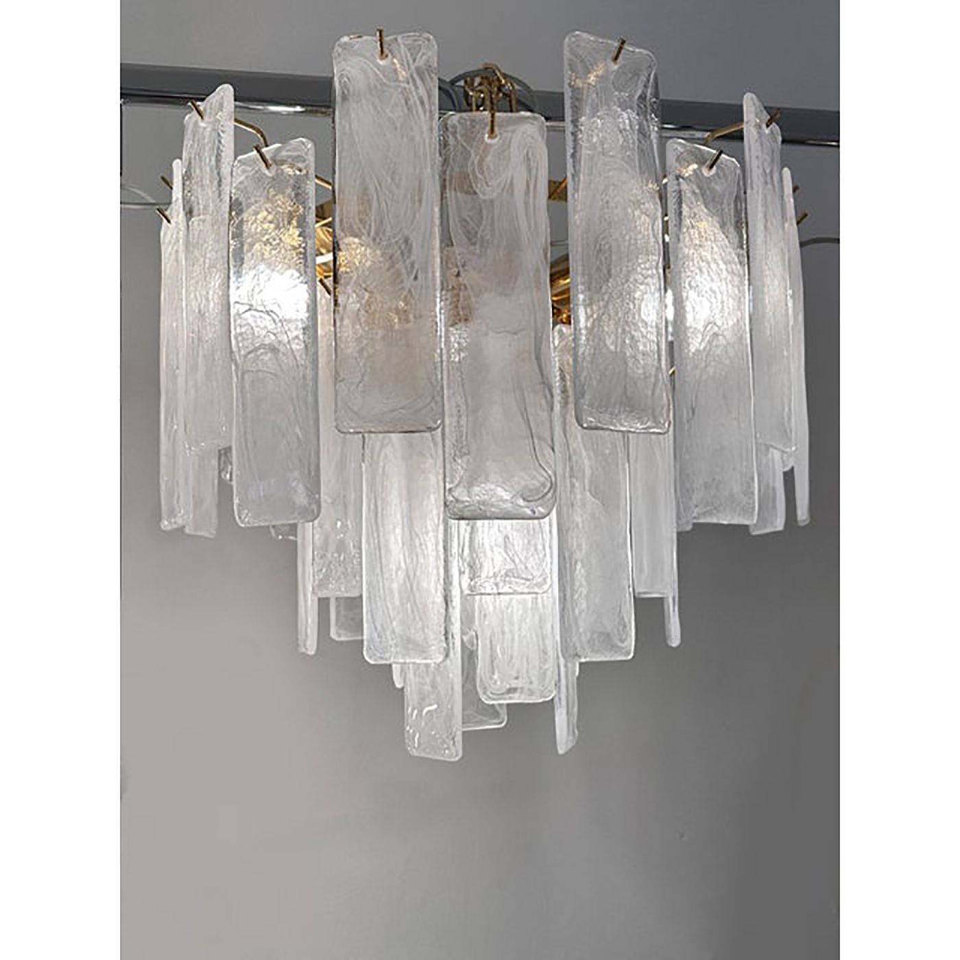 Contemporary Venied White “Listelli Alabastro ” Murano Glass Style Chandelier photo 7800.0
