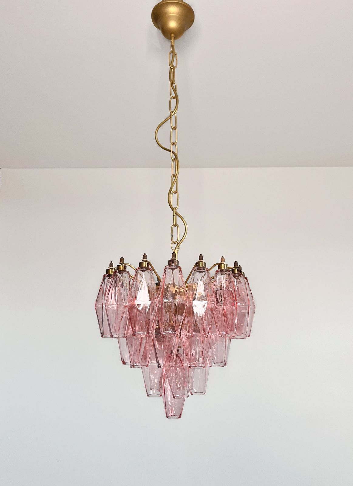 Elegant Murano Pink Poliedri Chandelier   Carlo Scarpa Design photo 810.0