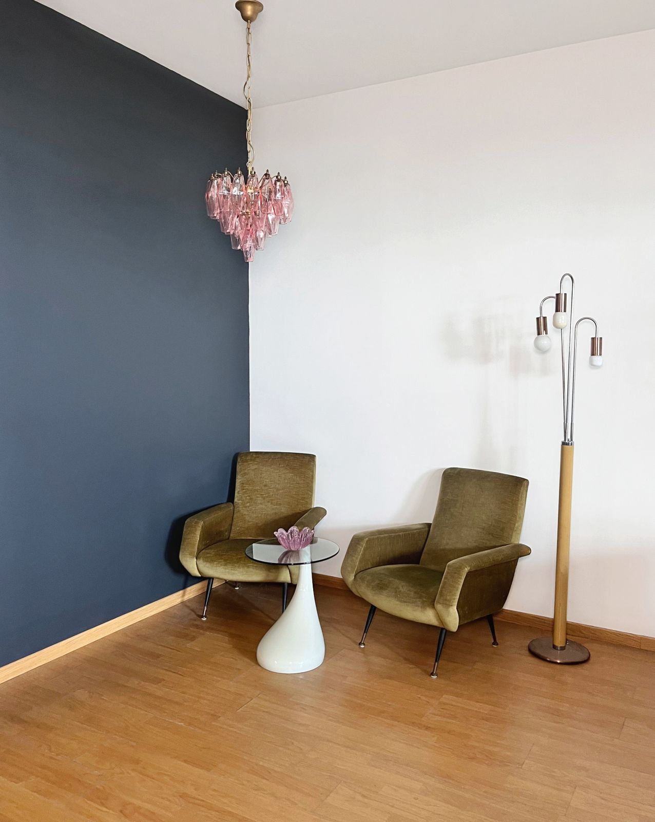photo furniture Elegant Murano Pink Poliedri Chandelier   Carlo Scarpa Design