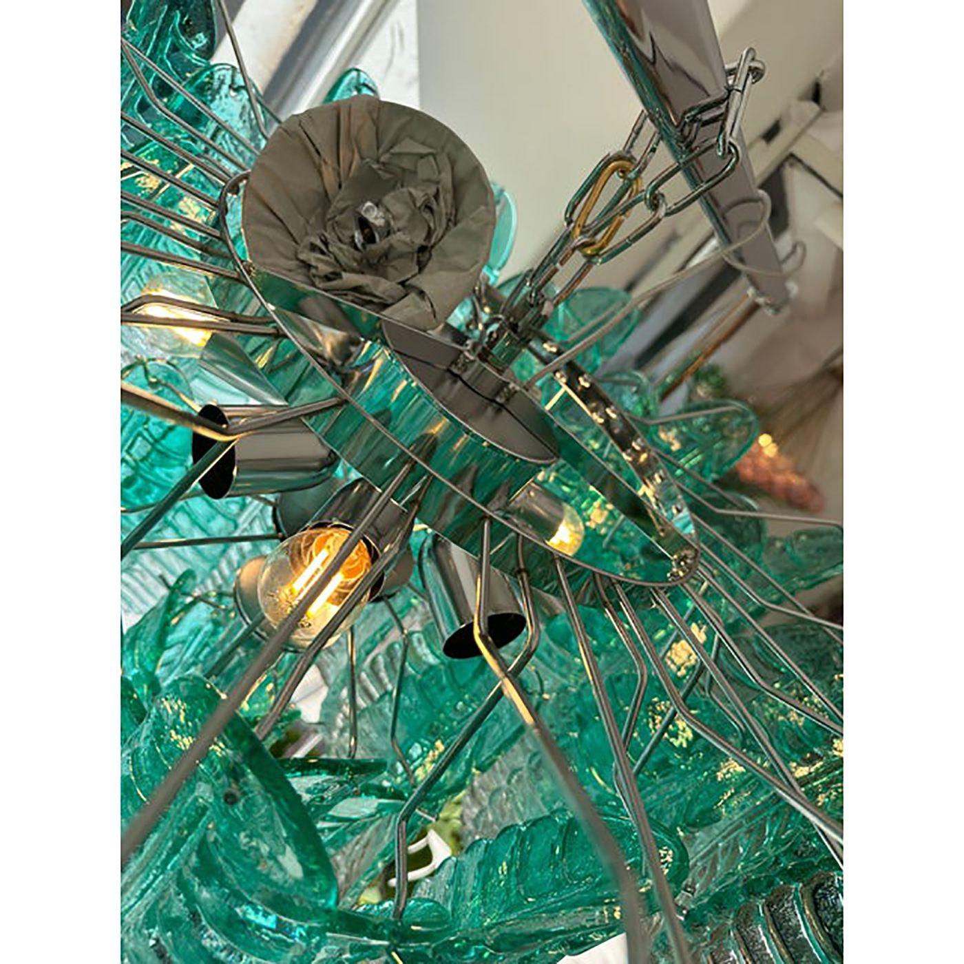 Contemporary Scenographic Green "Felci" Murano Glass Style Chandelier photo for sale