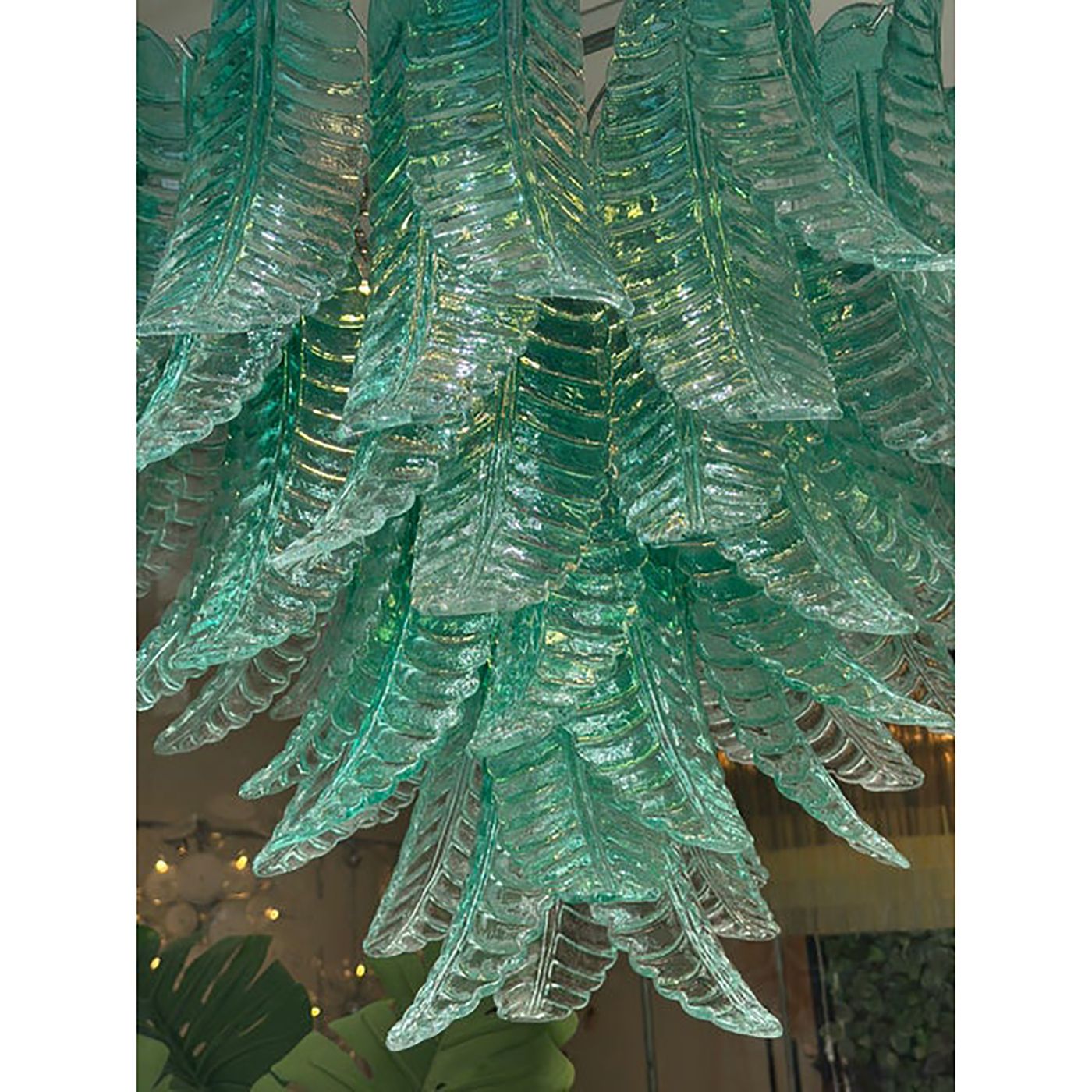 Contemporary Scenographic Green "Felci" Murano Glass Style Chandelier photo buy