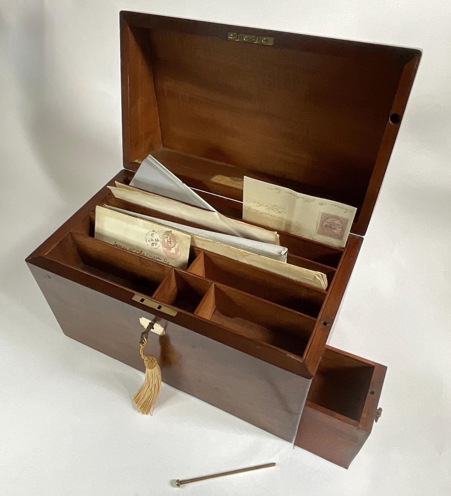Stationery Cabinet, Victorian, With Fitted Interior, Secret Drawer And Accessories, C1850. photo for sale