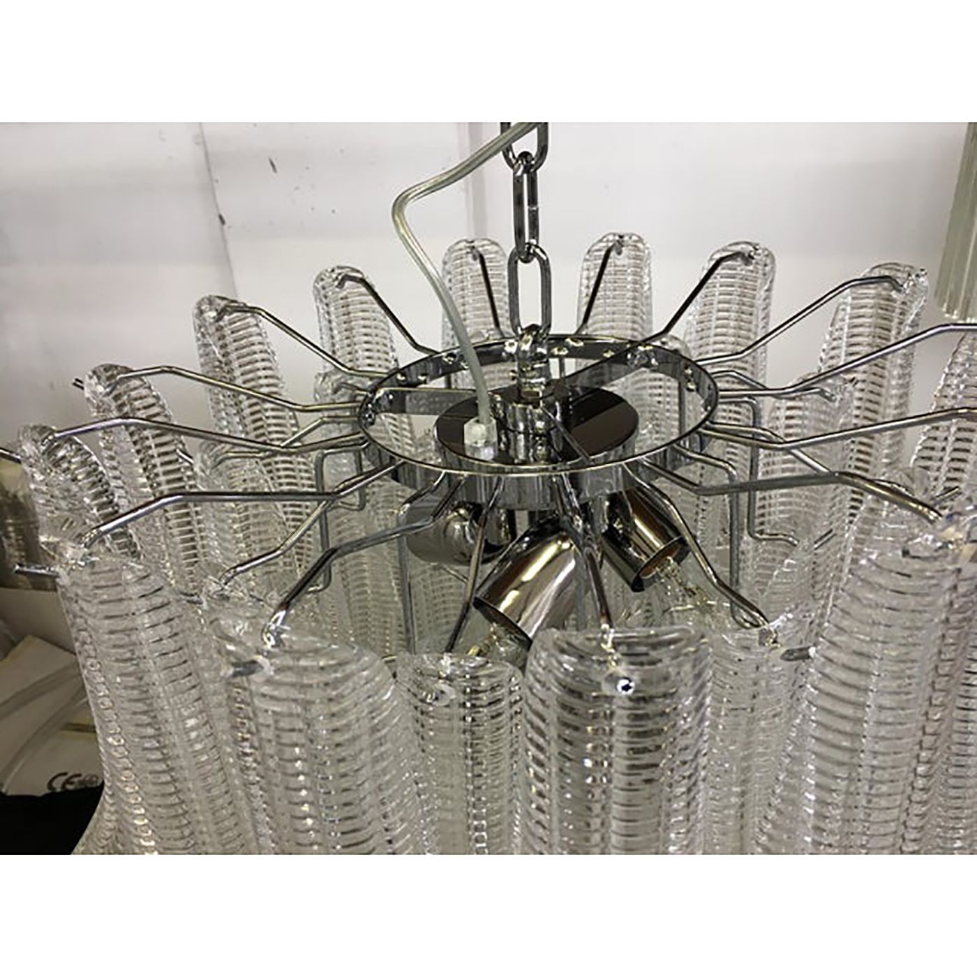 Murano Glass Sputnik Chandelier With Clear "Seghettata" Italian Glass photo furniture