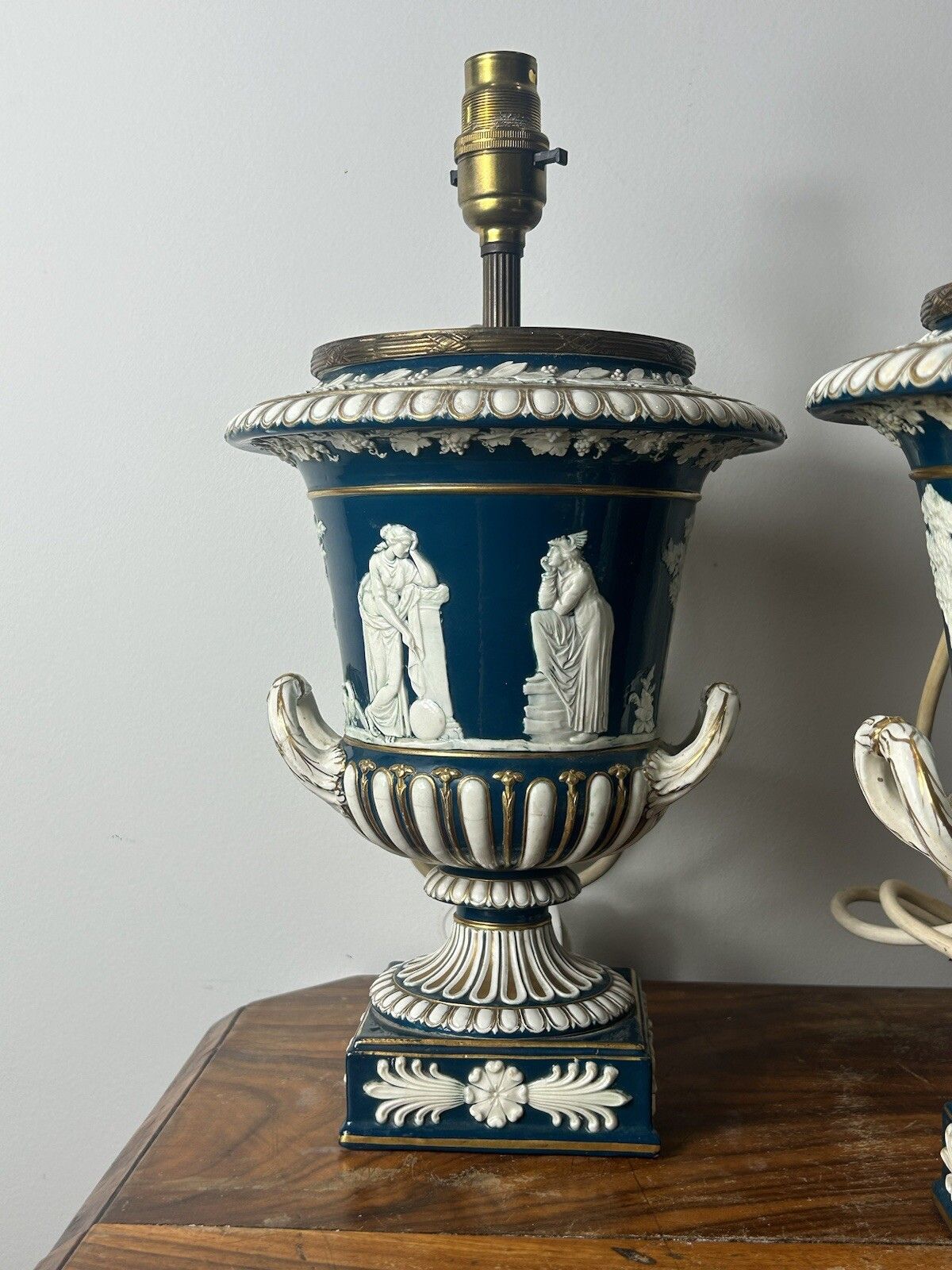 Wedgwood Large Borghese Vase Victoria Ware Queensware Lamp Pair photo Home Decor