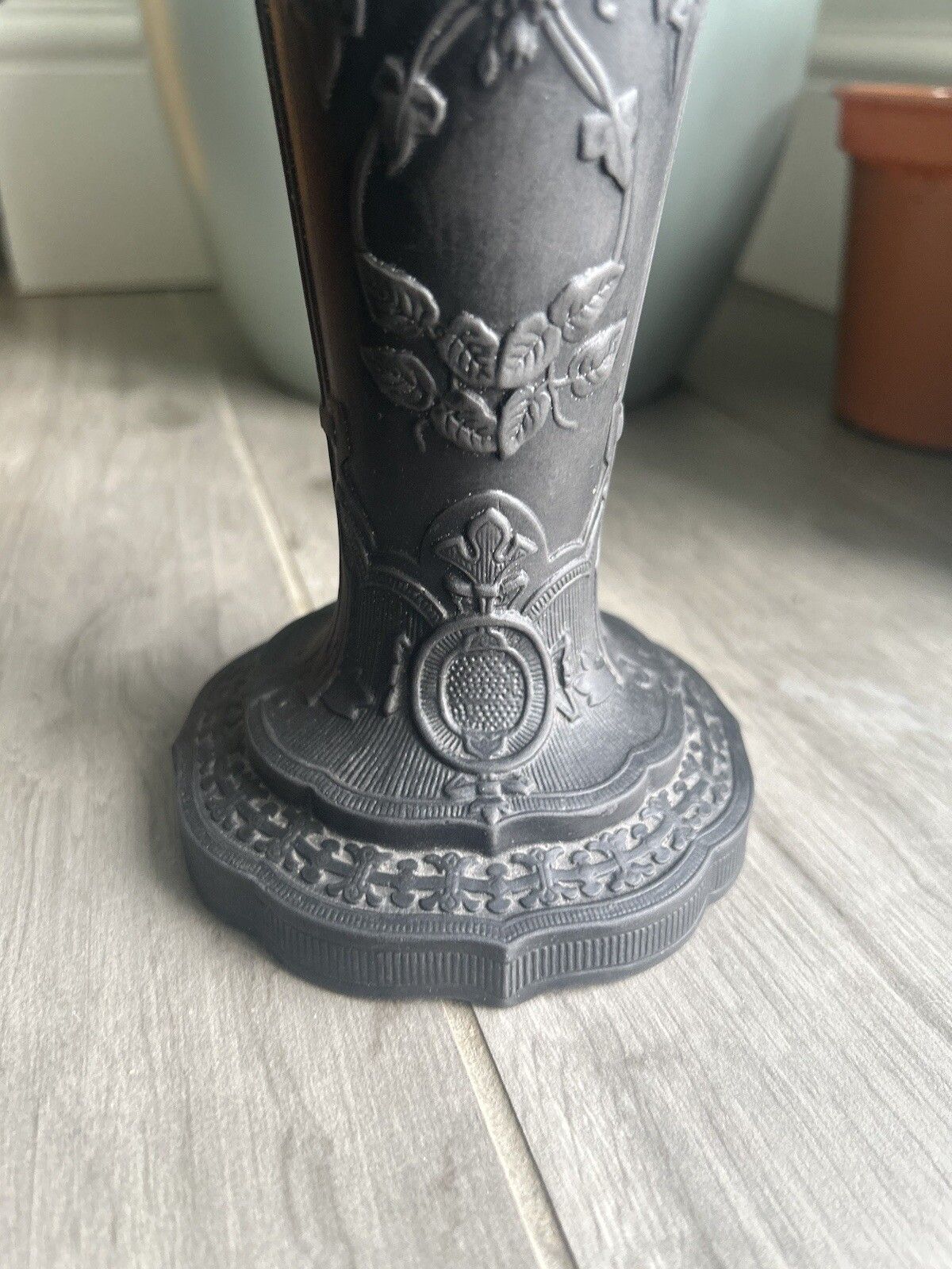 photo buy Wedgwood Basalt Vase Pair Black Jasperware Wedgwood Conical Grand Vases