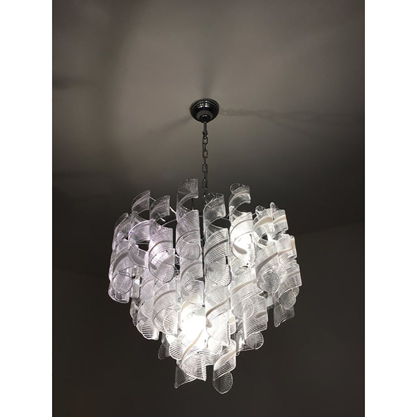 Murano Glass Sputnik Chandelier With Swirling Italian Glass Clear And White photo 8800.0