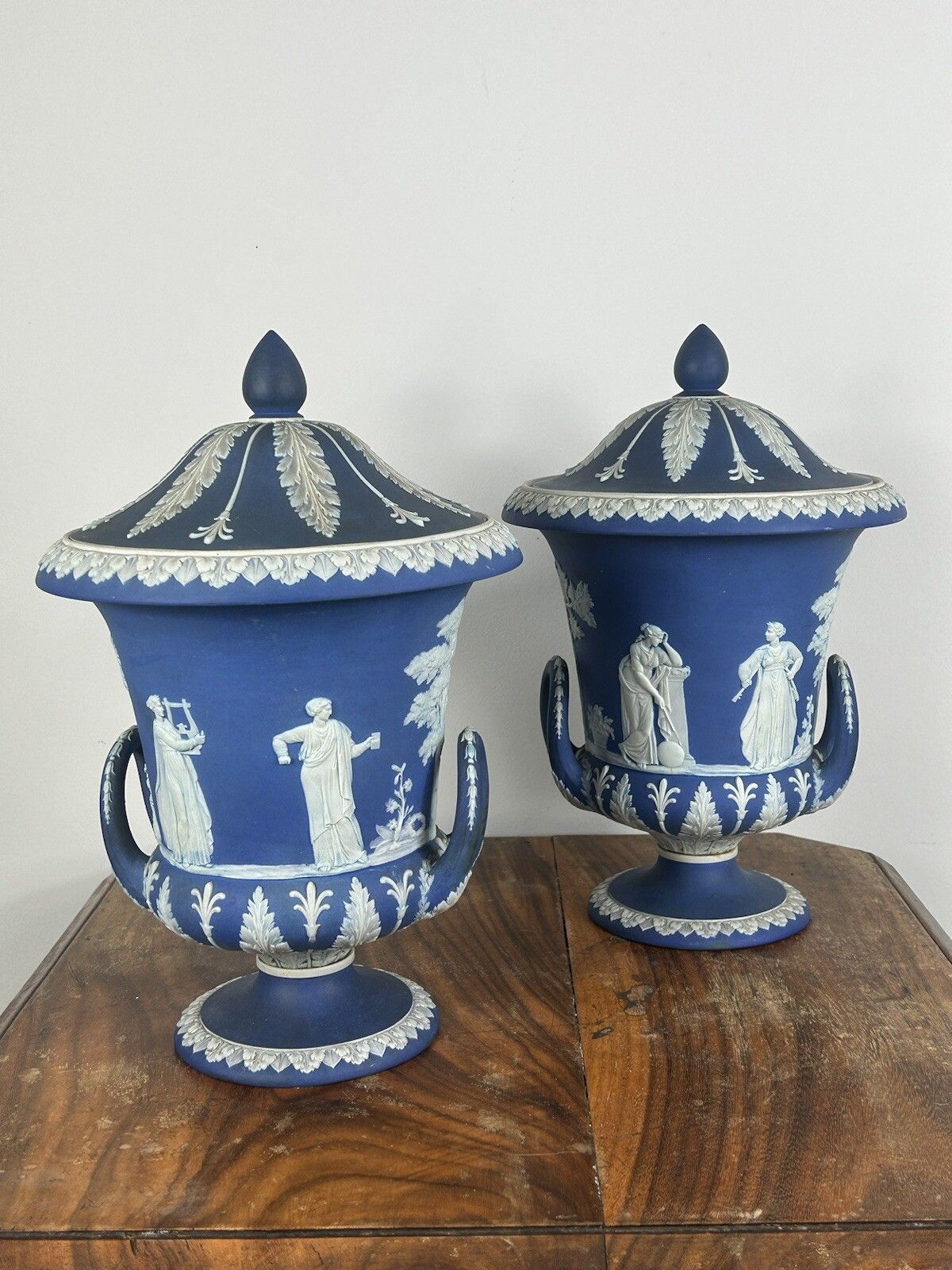 Wedgwood Jasperware Twin Handled Urns And Covers 19th Century photo furniture