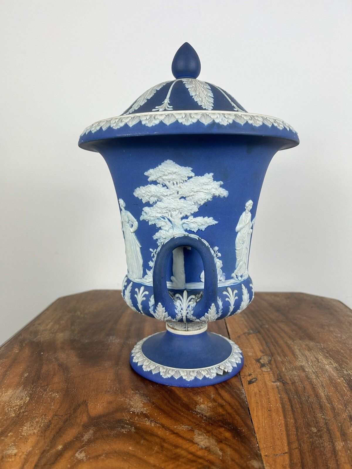 photo for sale Wedgwood Jasperware Twin Handled Urns And Covers 19th Century