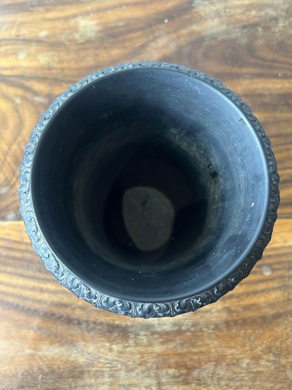 Large Wedgwood Black Basalt Conical Spigged Jasperware Monopodia Vase 17cm photo 399.0