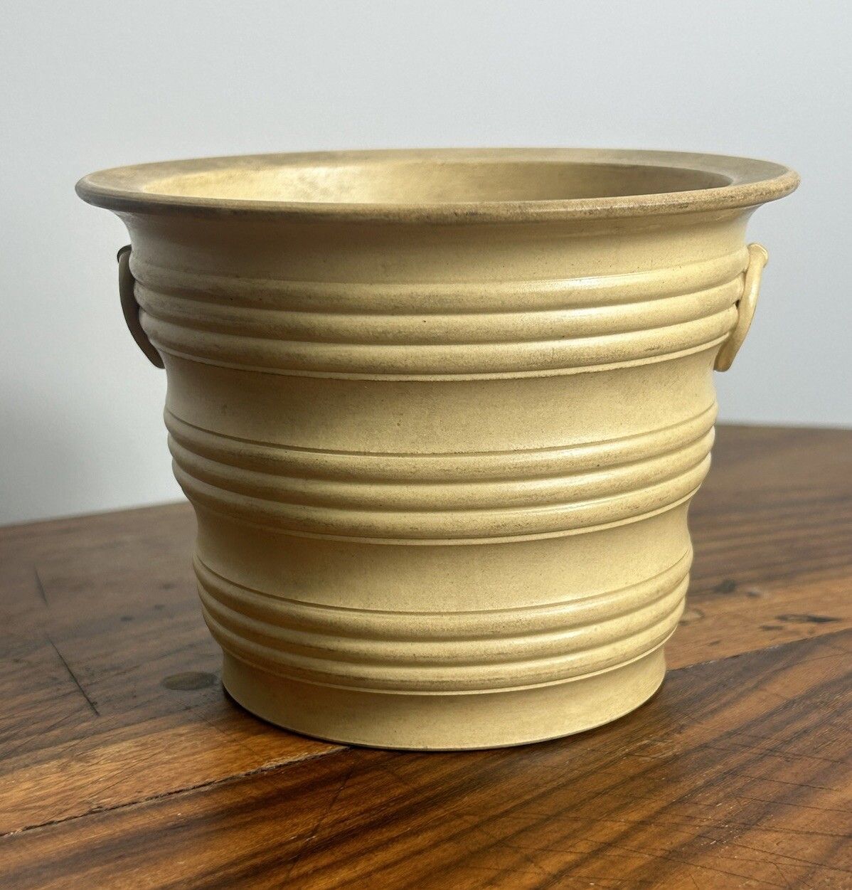Wedgwood Caneware Yellow Drabware Pot Planter With Faux Handles Jardiniere photo furniture