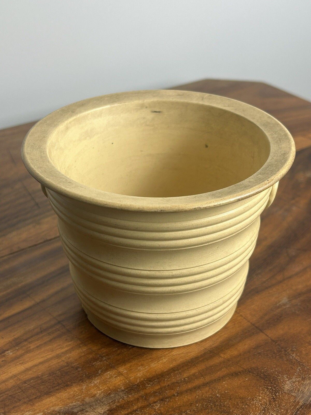 Wedgwood Caneware Yellow Drabware Pot Planter With Faux Handles Jardiniere photo Home Decor