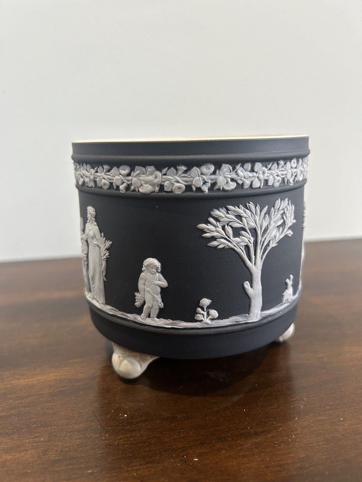 Wedgwood Jasperware Black Minatute Jardiniere Planter Planting Pot photo Home Decor