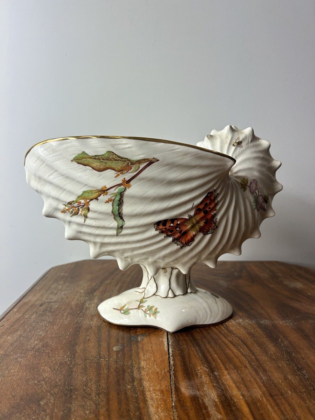 Wedgwood Nautilius Shell Tureen Centerpiece Compote Butterfly 19th C Porcelain photo Home Decor