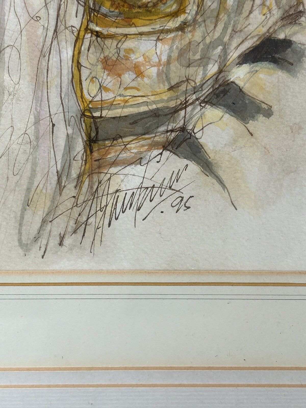 Exceptional Watercolour Jewish Rabbi With Torah Framed Signed Judaica photo 295.0