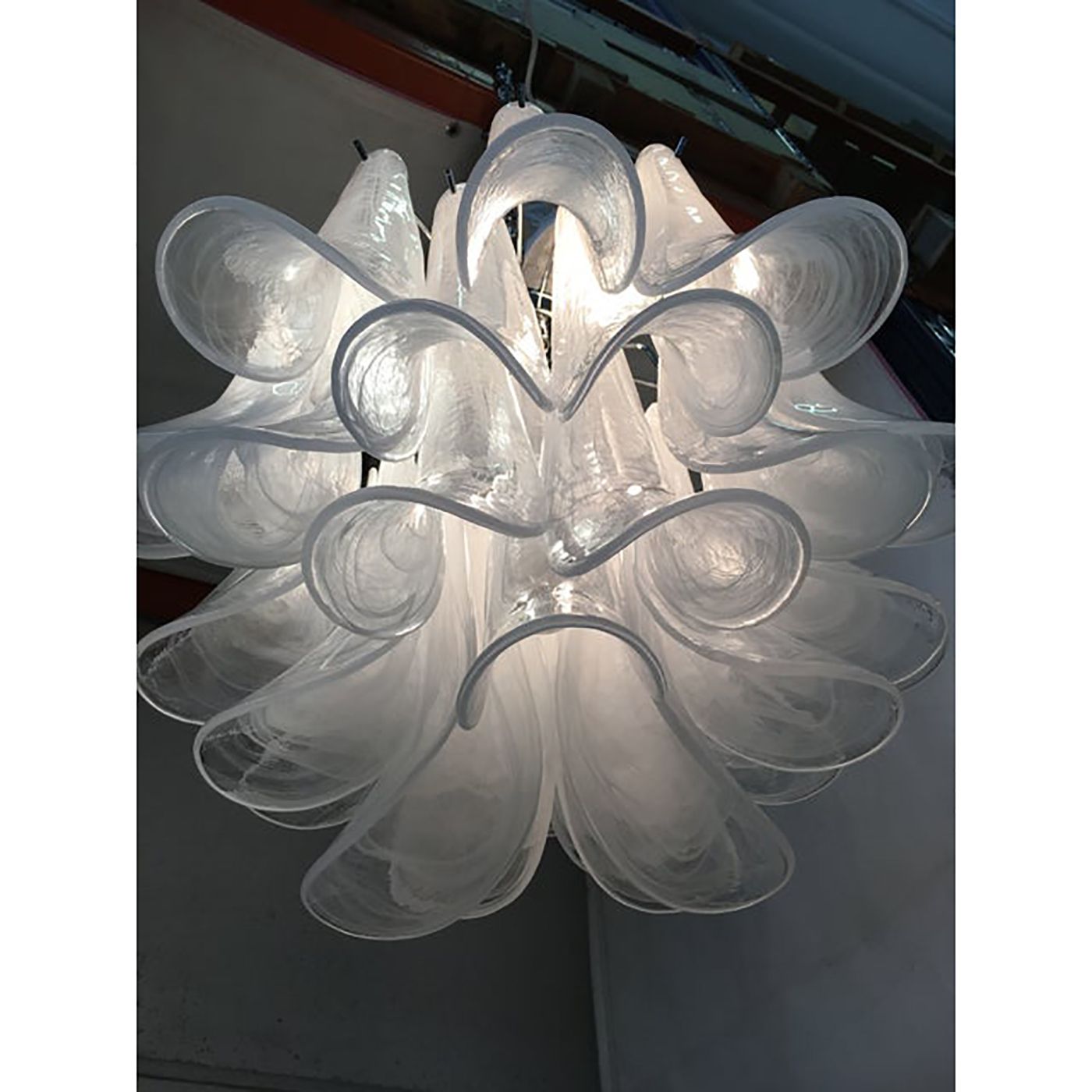 Murano Glass Sputnik Chandelier With Alabaster Italian Glass photo Lighting