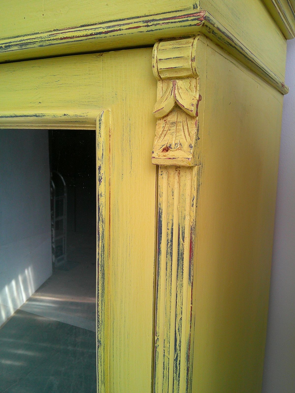 A Cracking Pair Of Yellow Antique Pine Kitchen / Bathroom Display Cabinets photo furniture