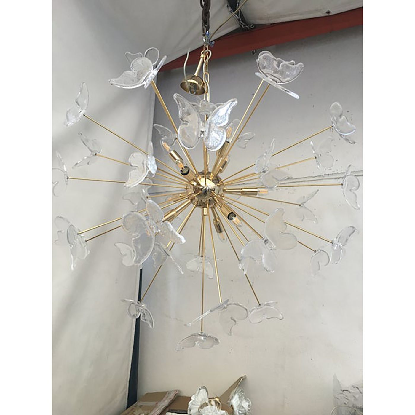 Murano Glass Sputnik Chandelier In Gold 24 Karat And Clear Butterfly photo Lighting