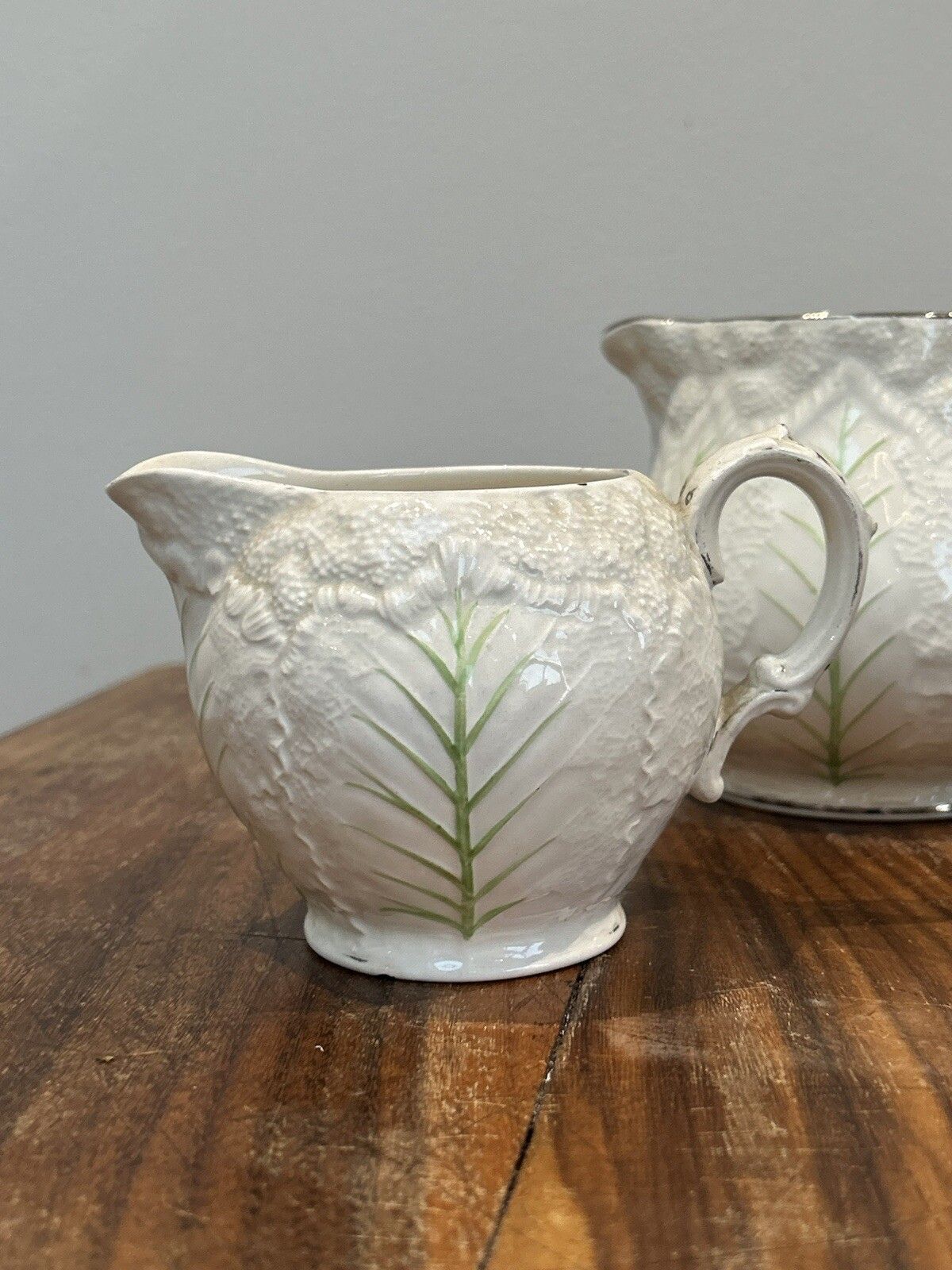 Wedgwood Porcelain Cabbage Cauliflower Jug Trio Tea Set photo furniture