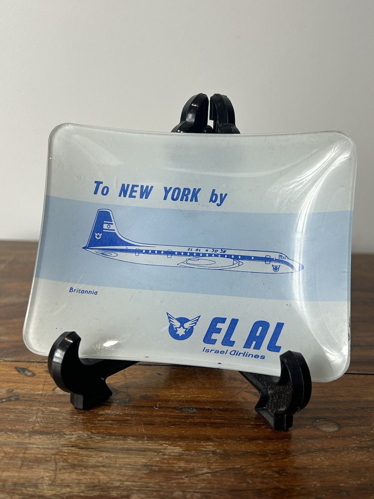 El Al Israel Airlines To New York Ashtray Advertise Bristol Britannia 1950's