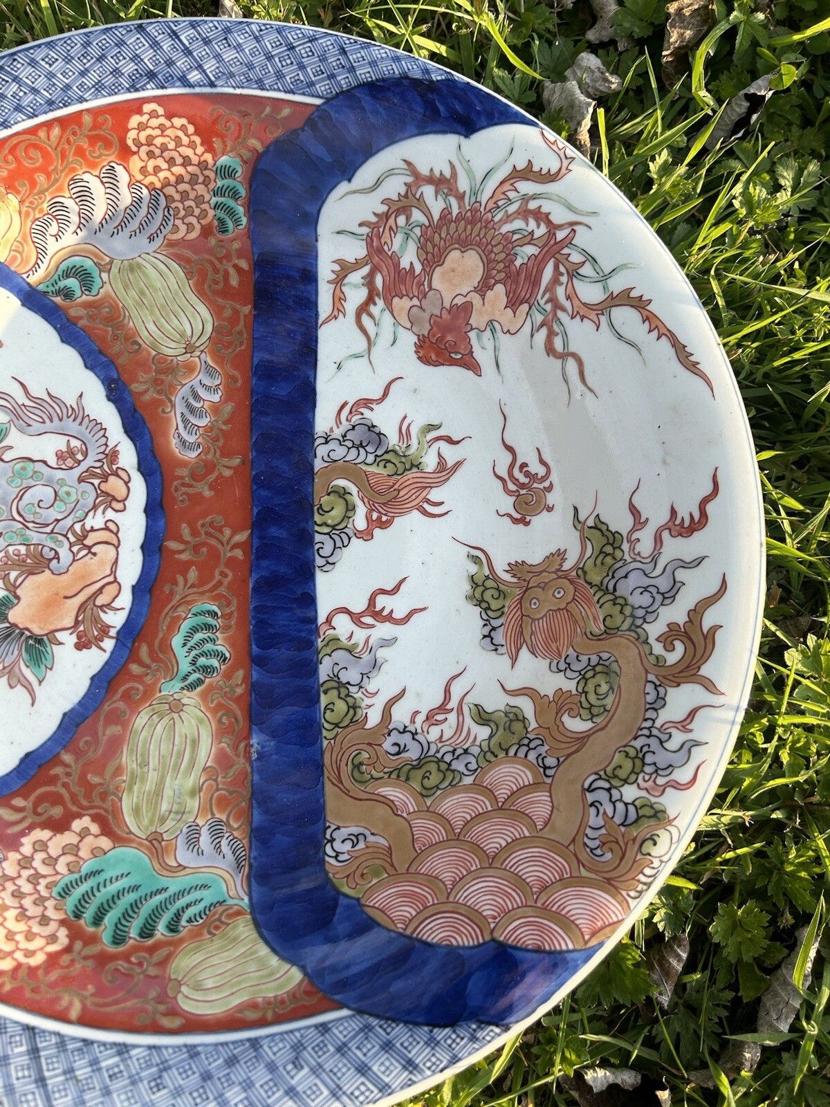 Japanese Imari Charger Shallow Bowl 37cm Japanese Porcelain Dish photo for sale