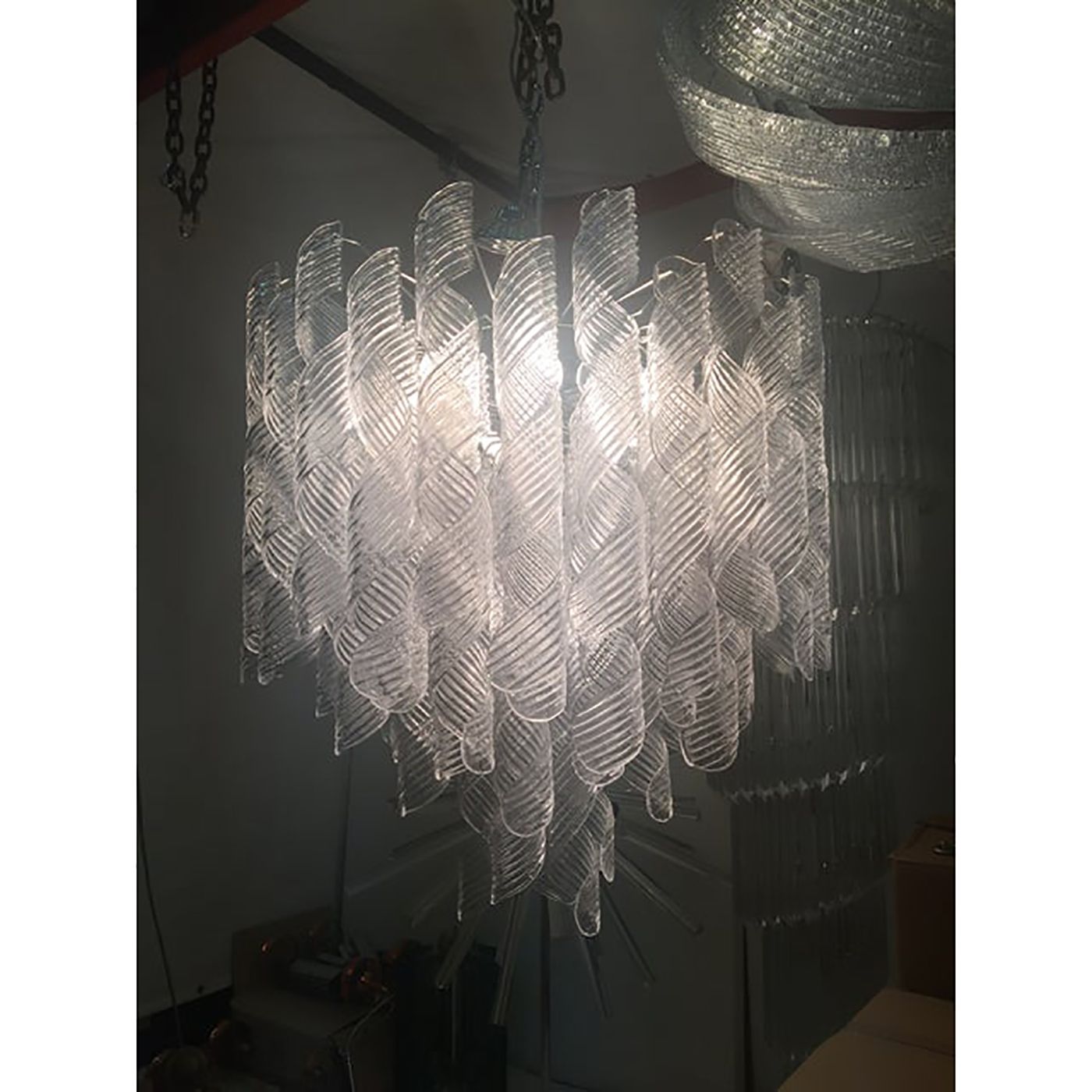 Murano Glass Sputnik Chandelier With Swirling Italian Glass photo Lighting