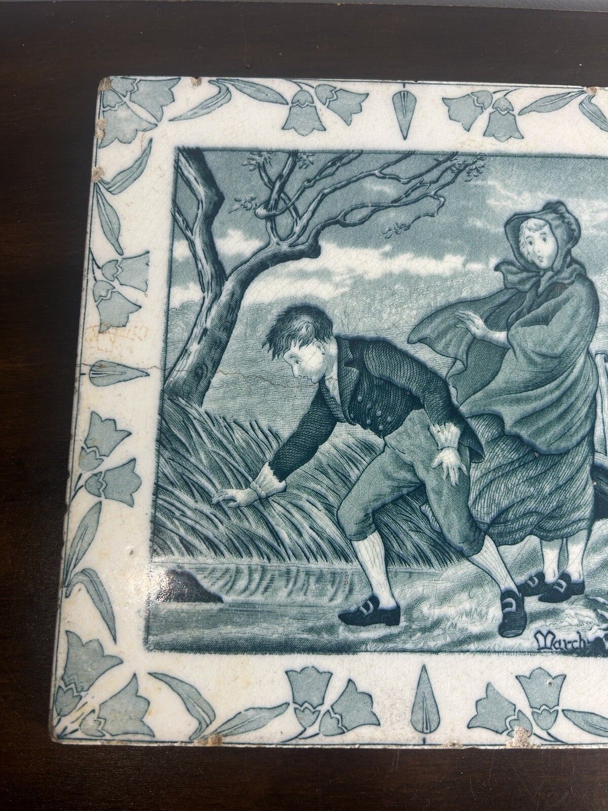 Antique Josiah Wedgwood Seasons Tile March Large photo Home Fixtures