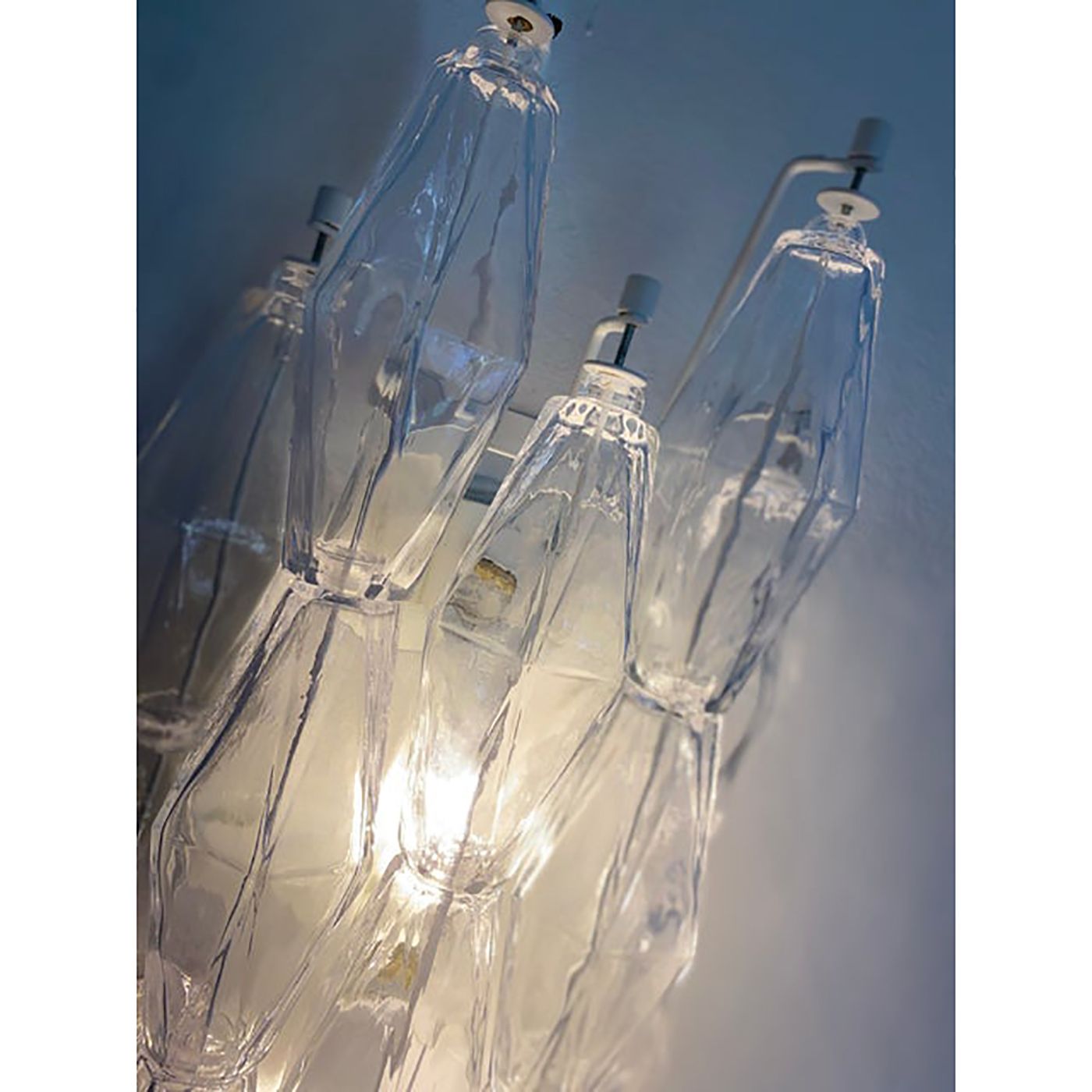Set Of Two Contemporary Shenographic "Poliedro" Murano Glass Wall Sconces photo Lighting