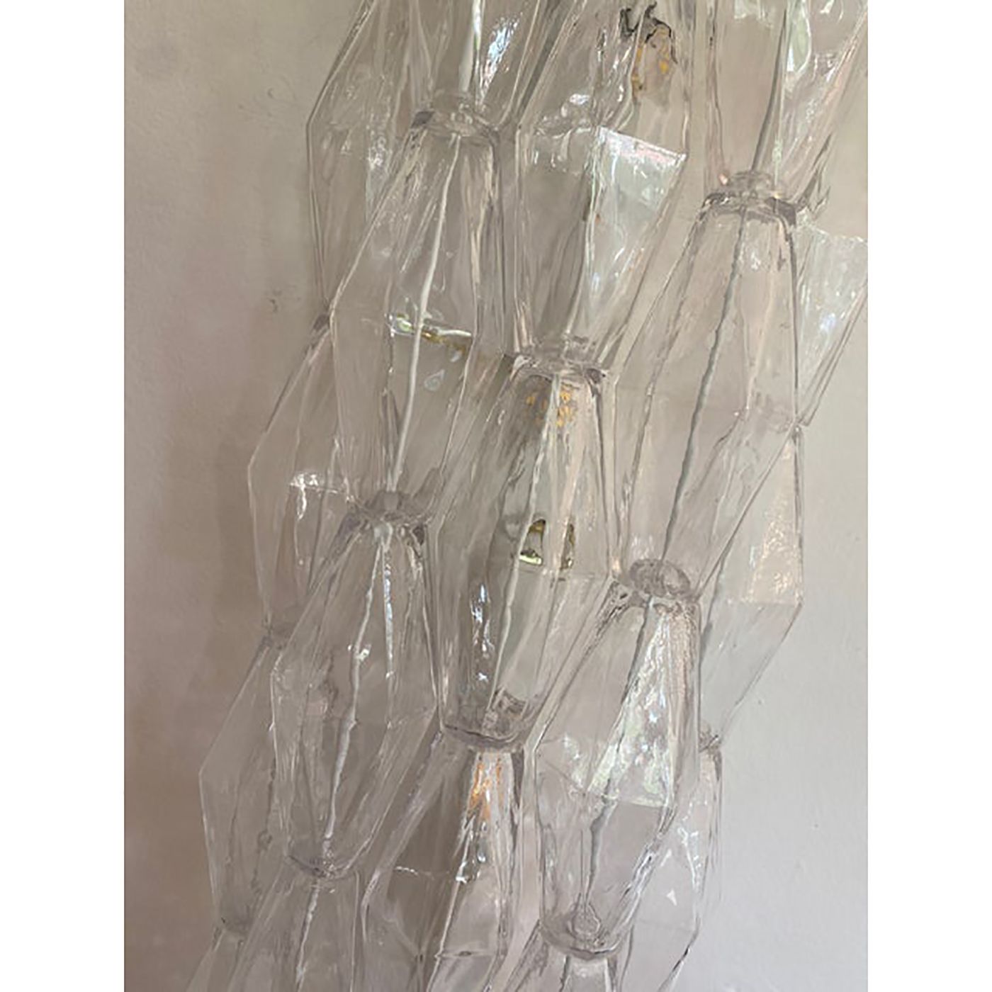Set Of Two Contemporary Shenographic "Poliedro" Murano Glass Wall Sconces photo vinterior