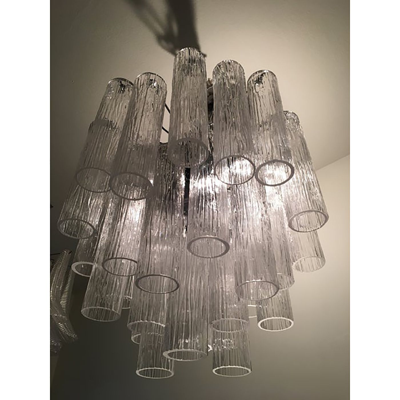 Murano Glass Sputnik Chandelier With "Corteccia" Tubes Italian Glass photo Lighting