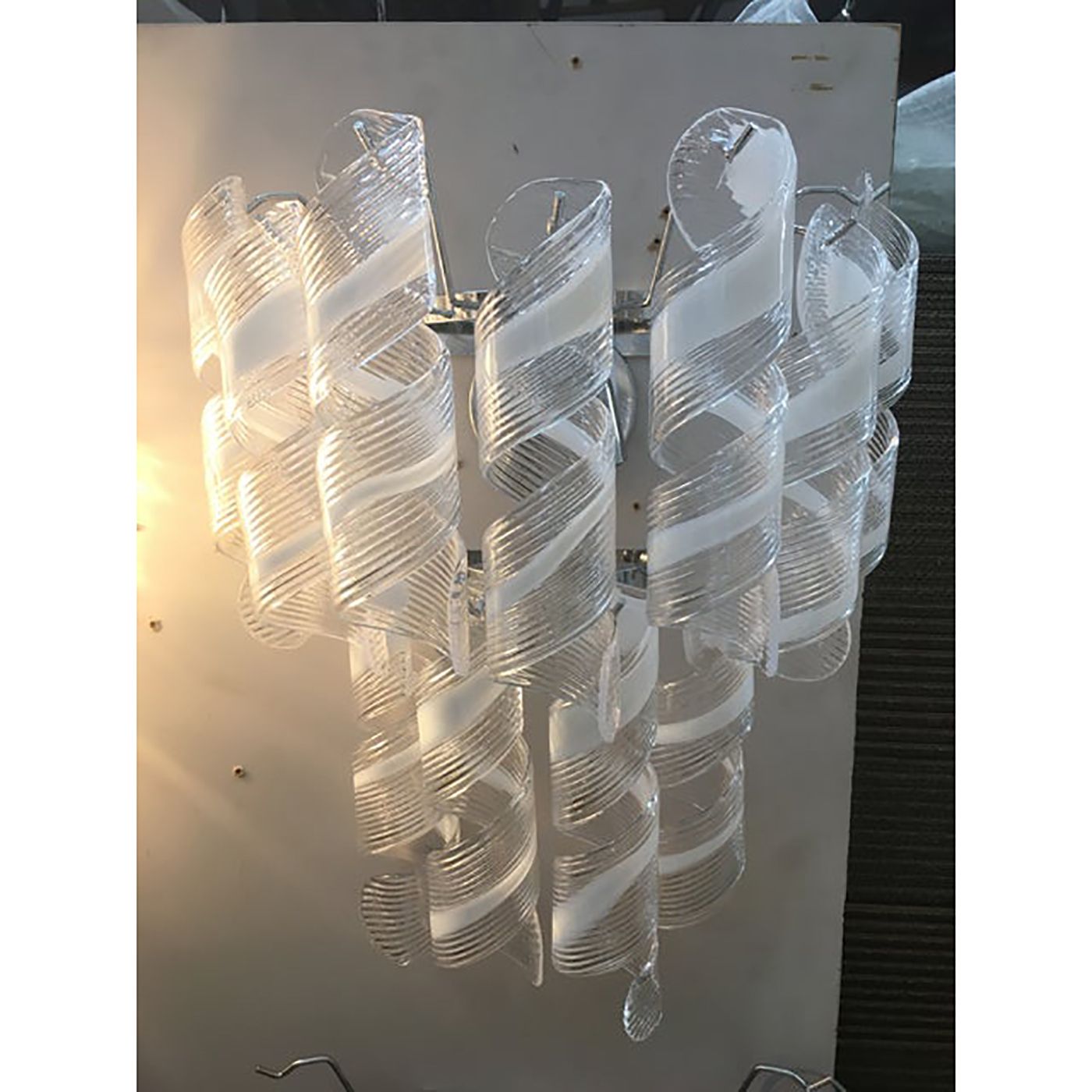 Set Of 2 Wall Sconces Murano Glass Italian Swirling Wall Lights photo vinterior