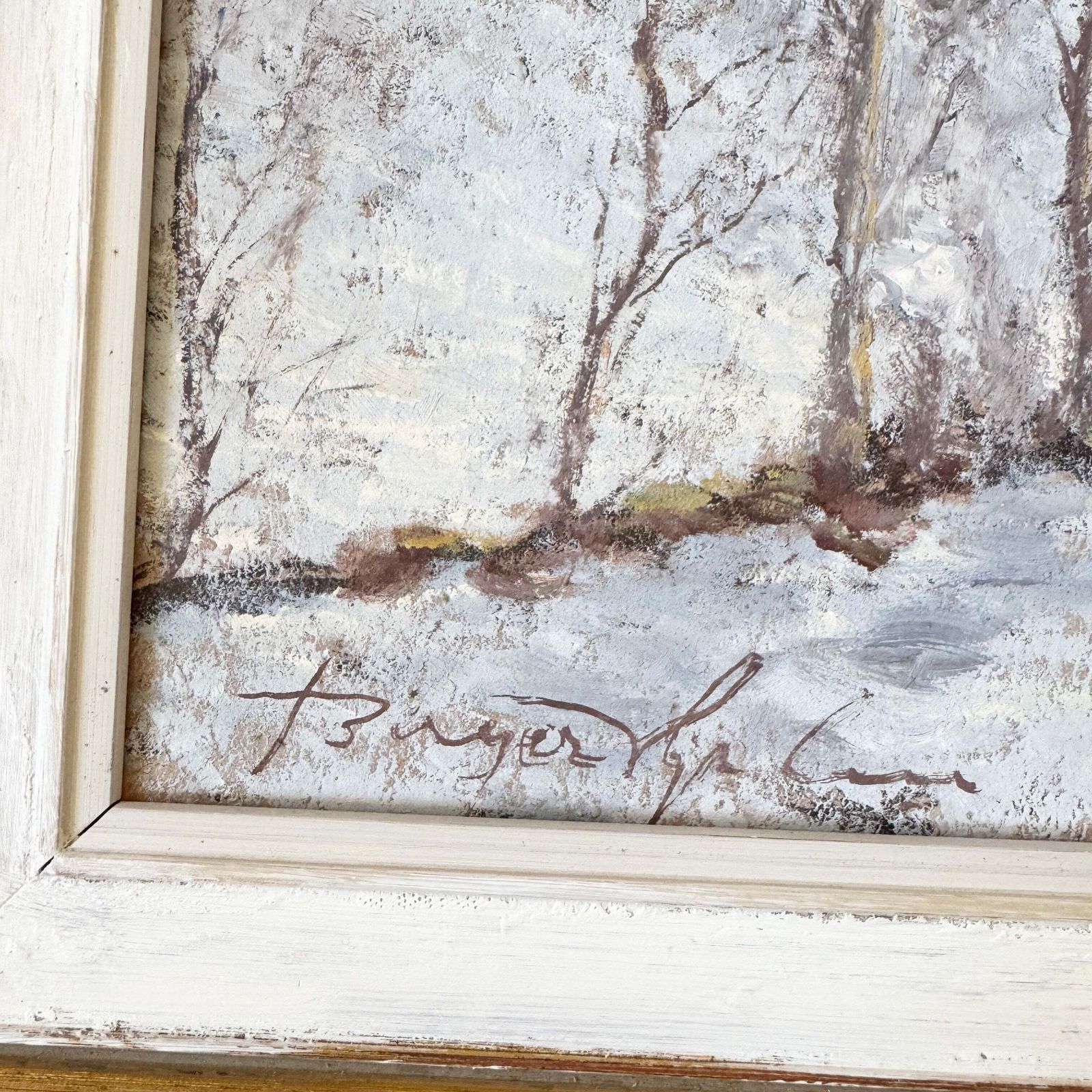 Evening In March, 1969. Vintage Swedish Oil Painting By Birger Hjelm. photo Art