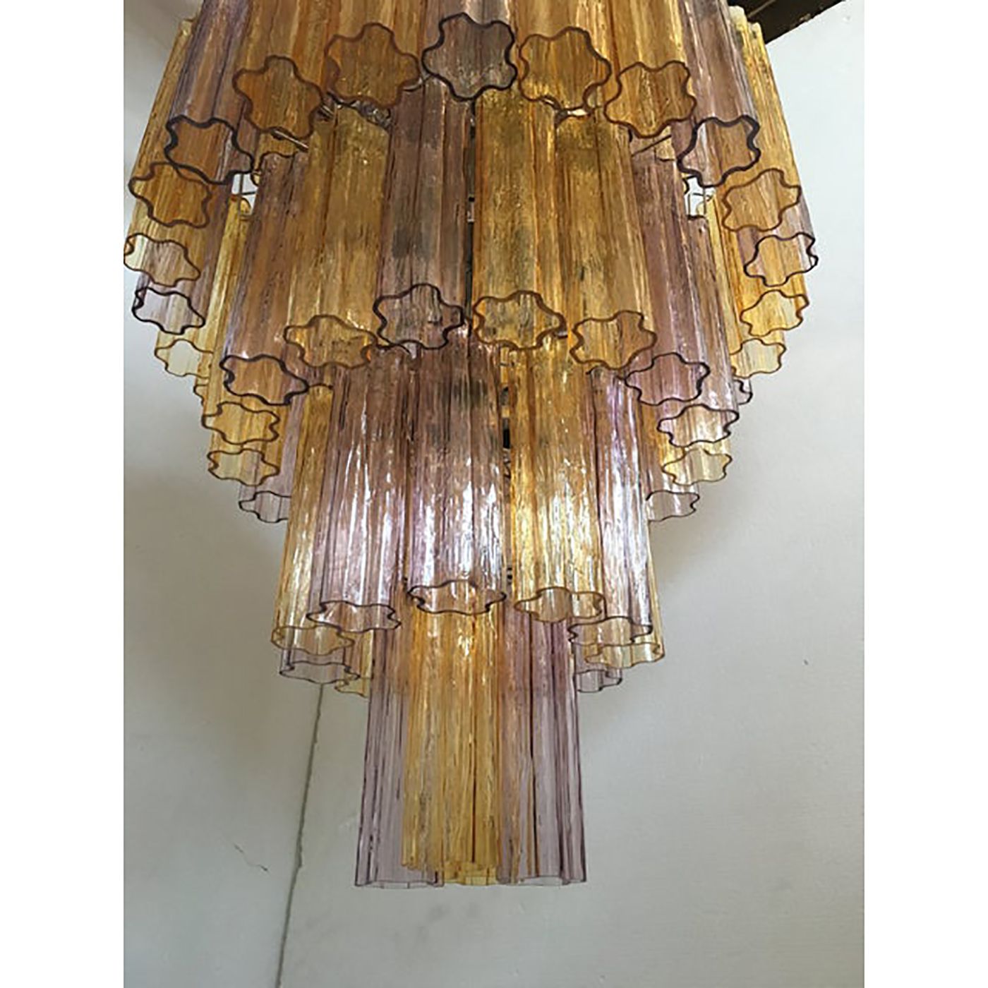 Murano Glass Amber And Violet Tronco Chandelier Venini Style photo Lighting