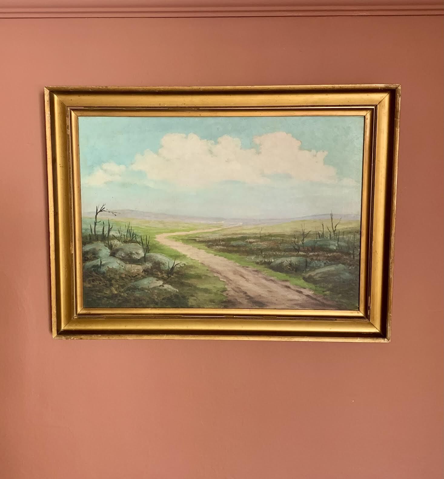 Gilt Framed Landscape Oil Painting Signed Hilda Walker 1 Of 2 photo furniture