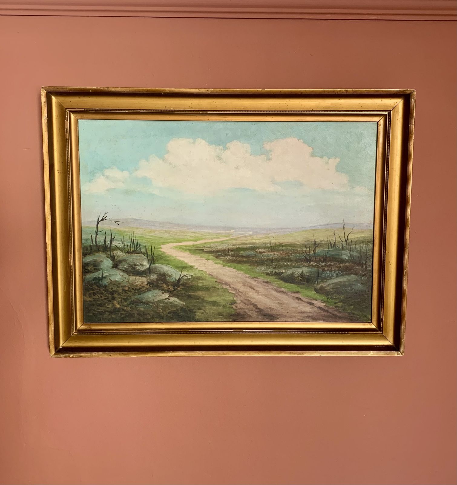 Gilt Framed Landscape Oil Painting Signed Hilda Walker 1 Of 2