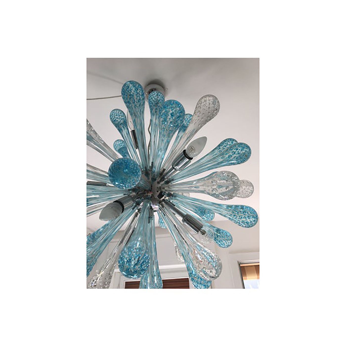 Murano Glass Light Blue And Clear Sputnik Italian Chandelier photo 11800.0