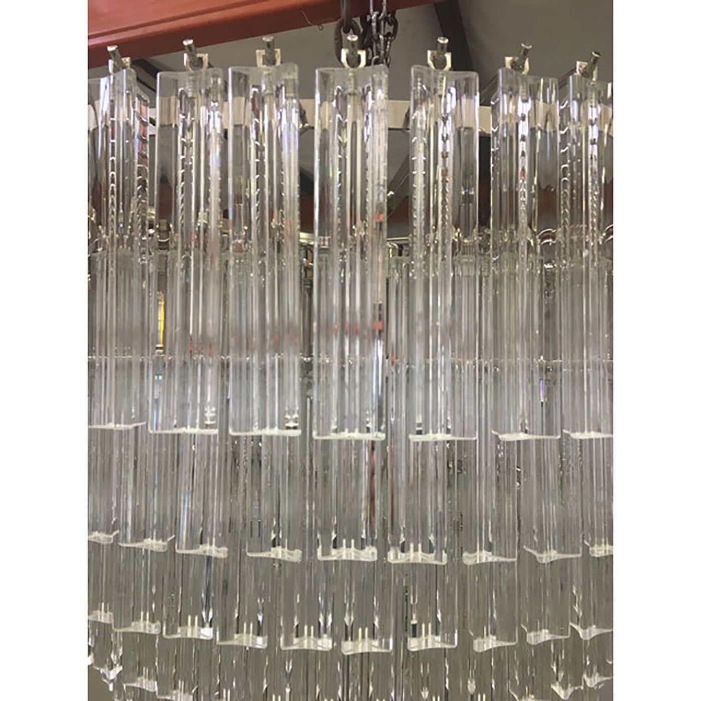 Set Of 2 Clear Triedro Murano Glass Chandelier In Venini Style photo buy