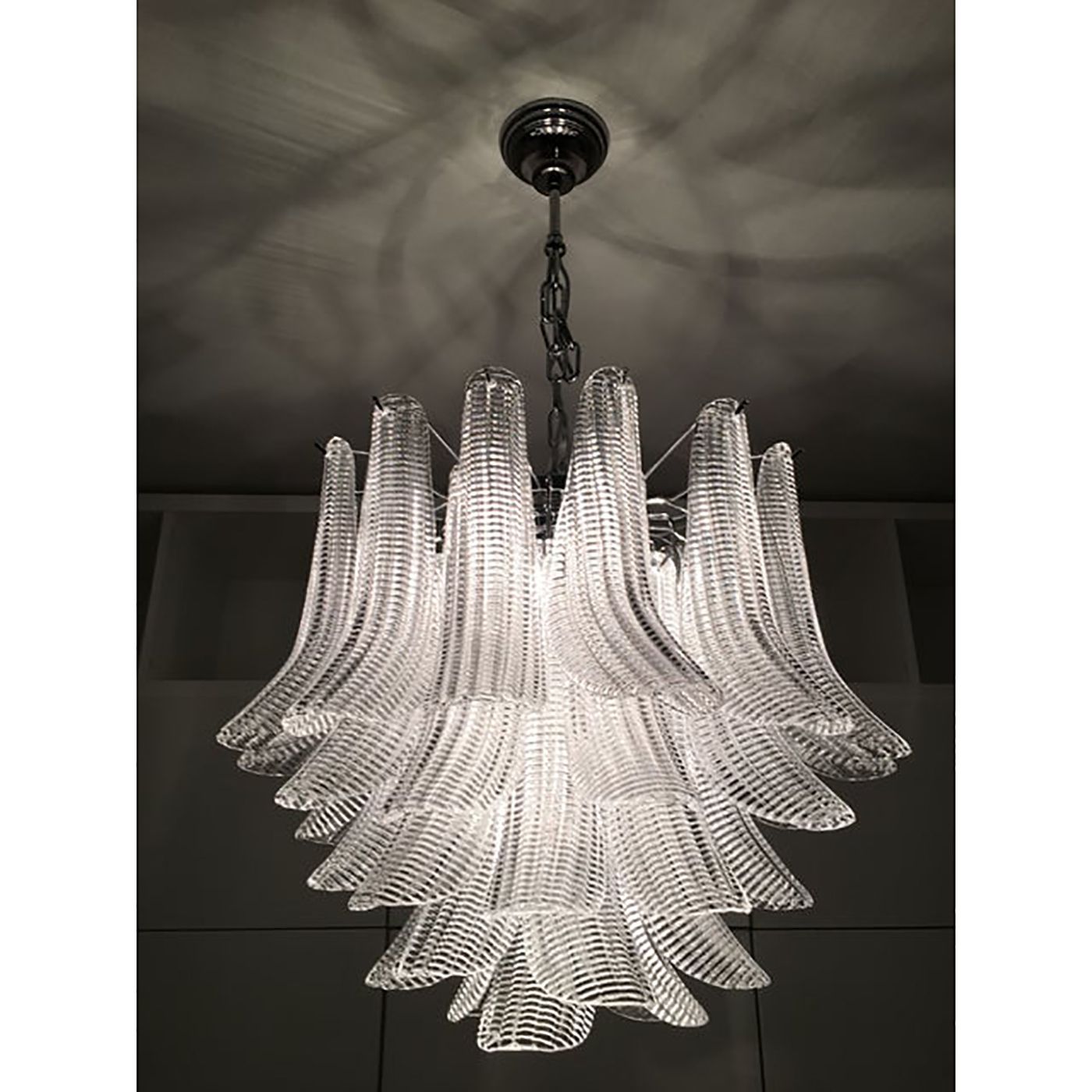 Clear “Selle Seghettate” Murano Glass Venini Style Chandelier photo furniture