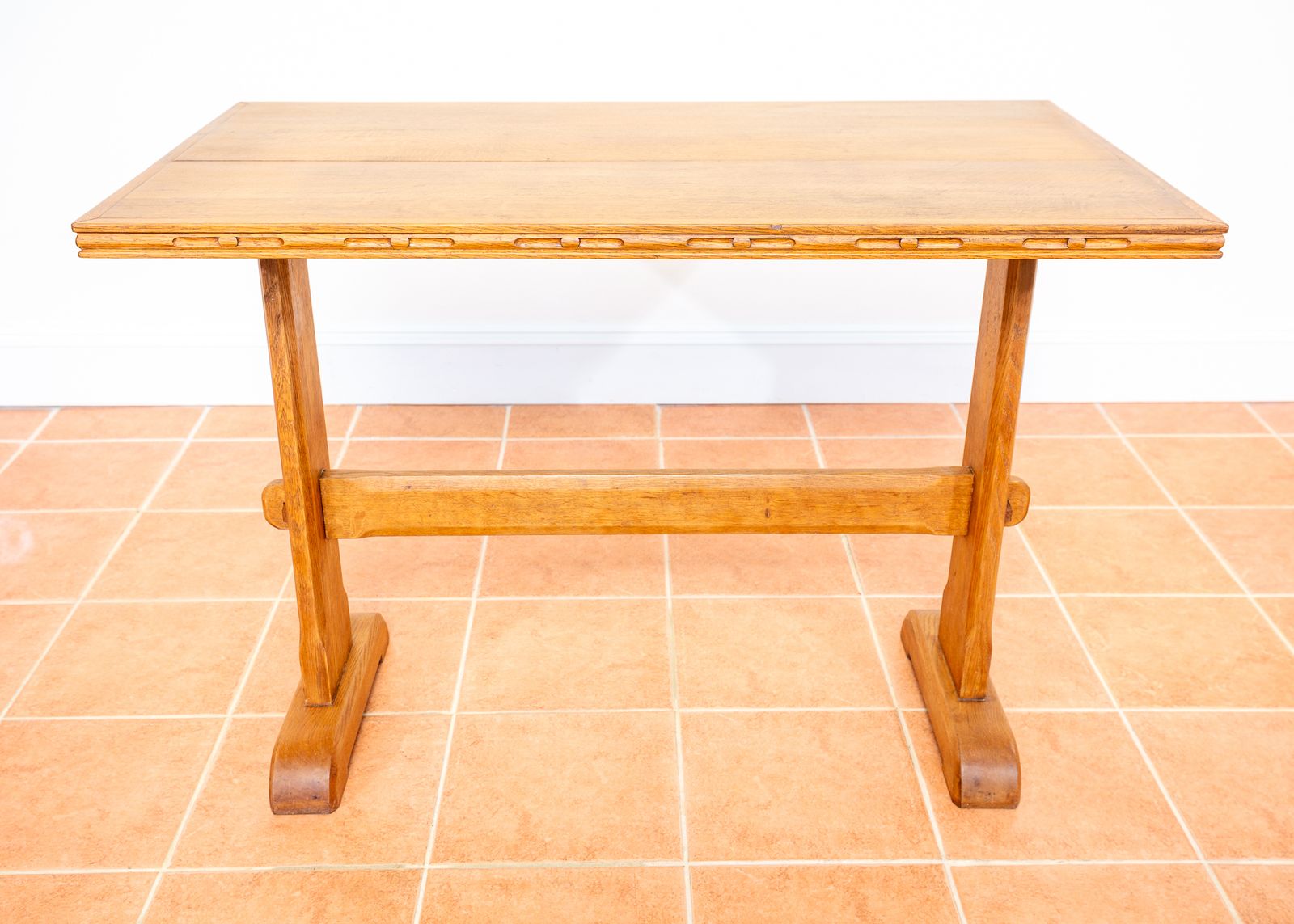 Furniture Blonde Light Oak Refectory Trestle Table Cotswold School Arts And Crafts Heals Bedroom Side Dining Tabl.E Golden Oak Rustic Farmhouse Antiqu.E photo