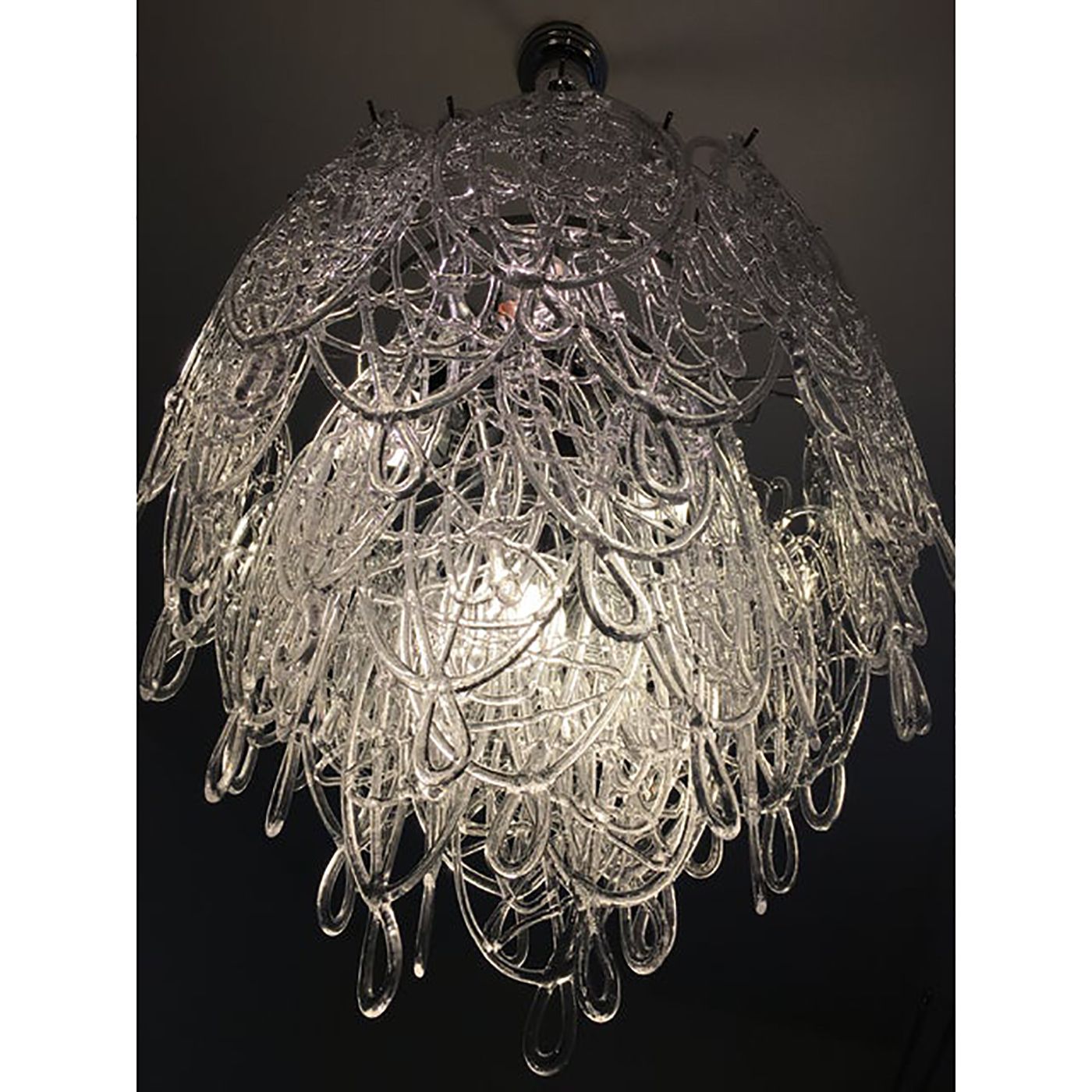 Modern Murano Glass "Ragnatela" Italian Chandelier In Venini Style photo for sale