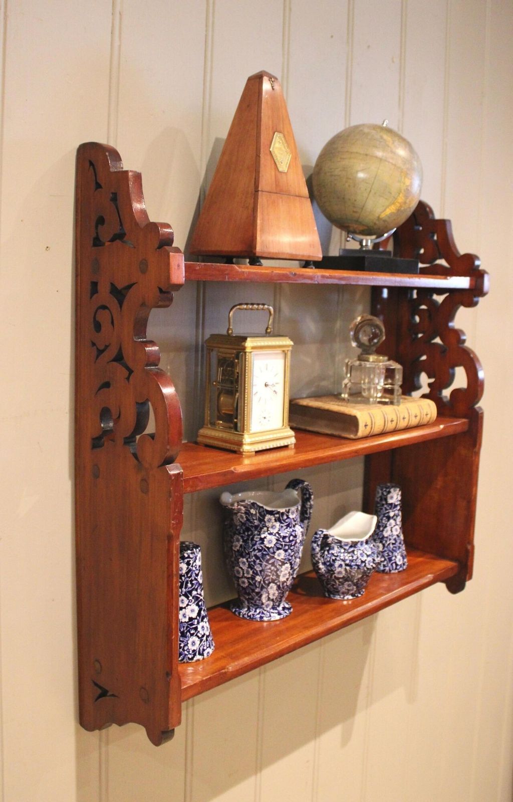 photo for sale Pair Of Late 19th Century Walnut Wall Shelves