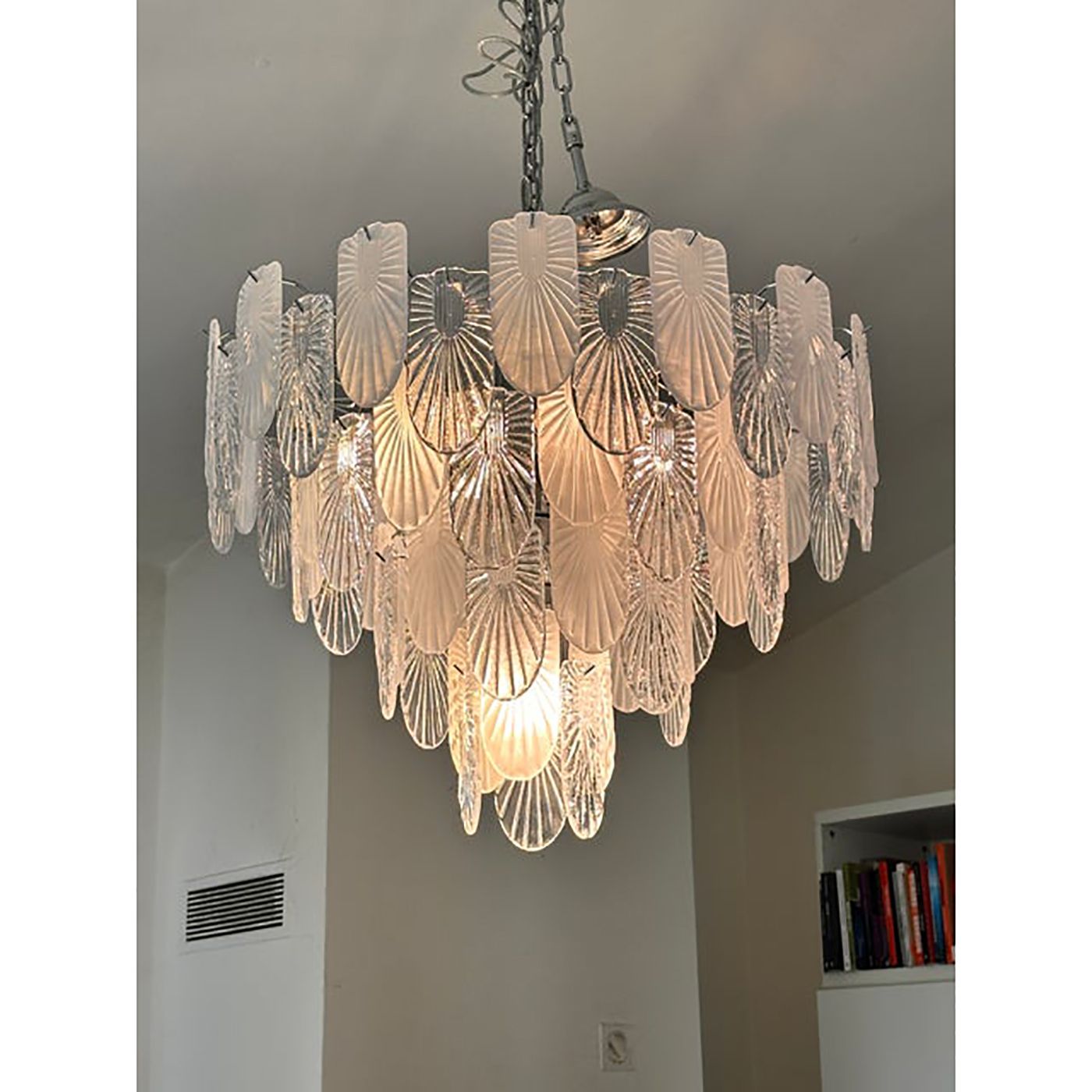 Art Deco Murano Style Chandelier Clear And Frosted Italian Sputnik Art photo for sale