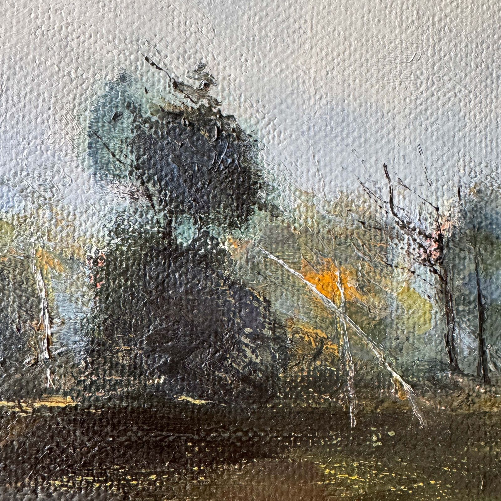 Trees. Vintage Scandinavian Oil Painting. photo Art