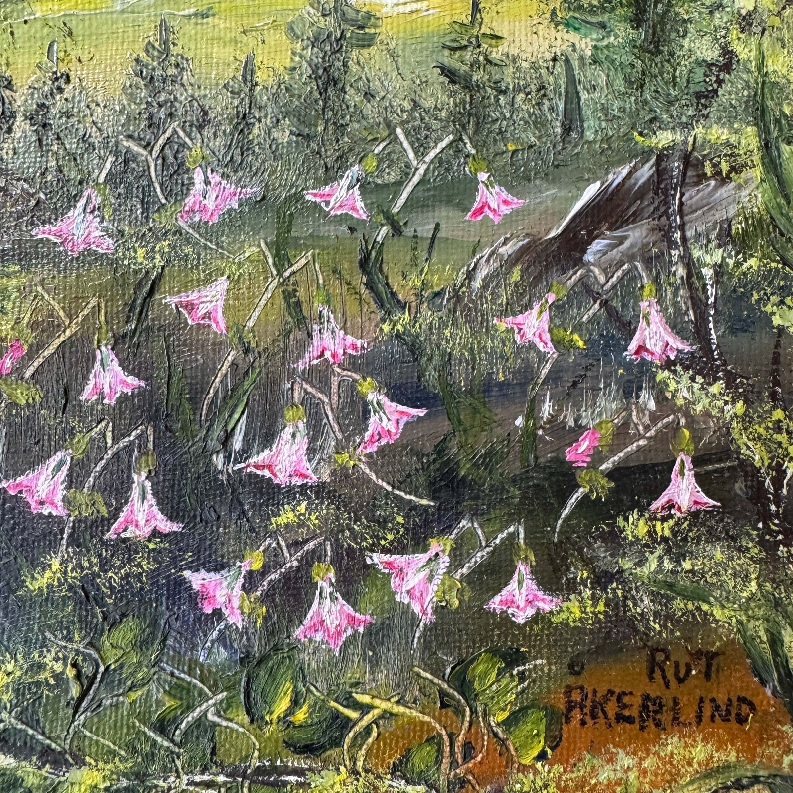 Linnaea Borealis. Vintage Swedish Oil Painting photo Art