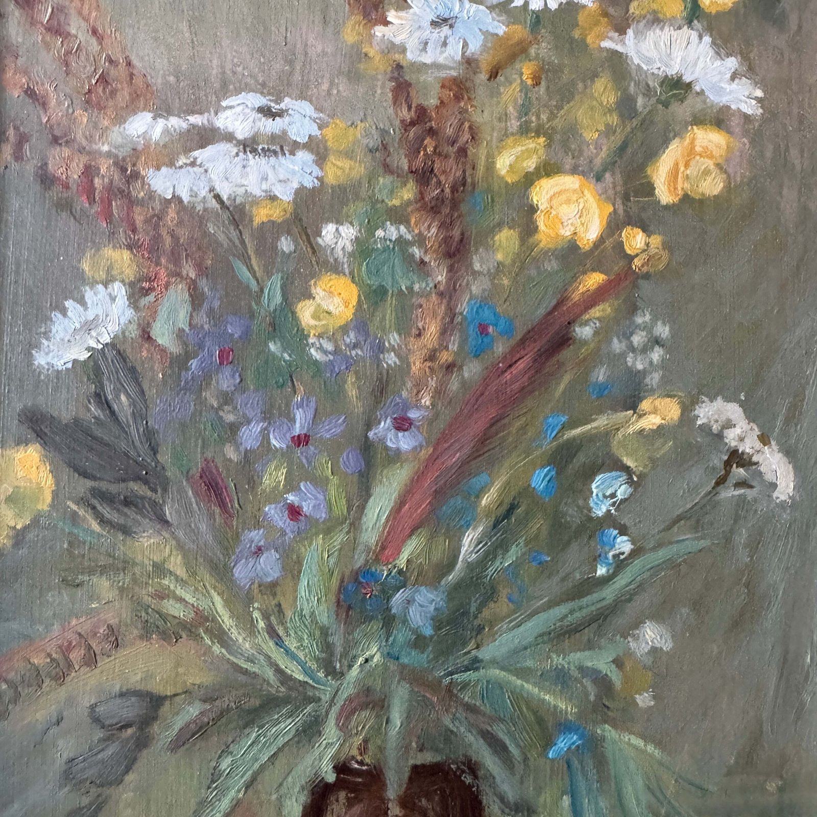 Summer Bouquet. Vintage Swedish Oil Painting. photo furniture